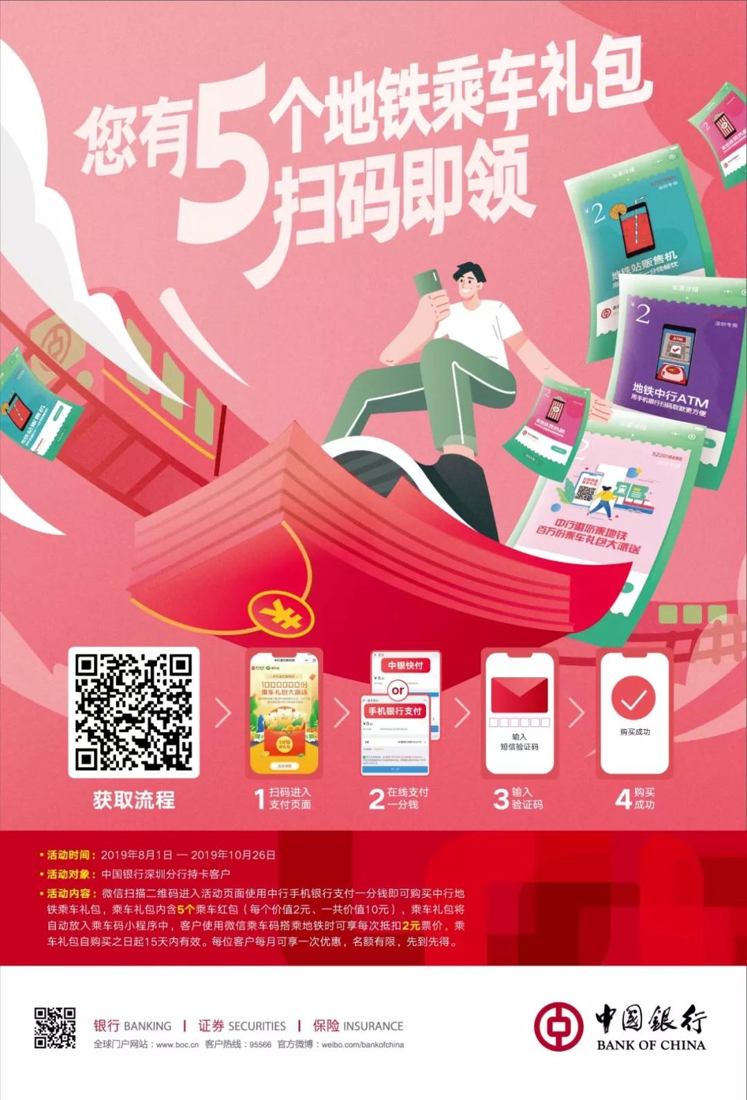 【中国银行】一分钱乘地铁优惠持续中~~