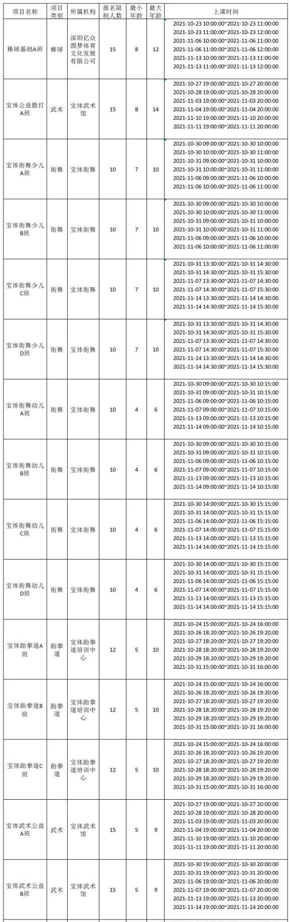 【免费报名】2021年10月-11月宝体公益培训课程即将开启报名