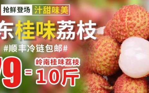 【广东冷链包邮】现摘直发，79元=10斤超甜桂味荔枝！礼盒包装，仅发广东省内区域