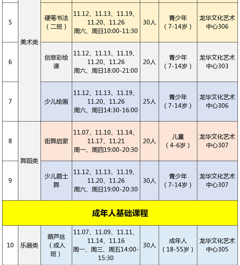 【公益培训】2022年第11、12期龙华区公益艺术培训报名啦！