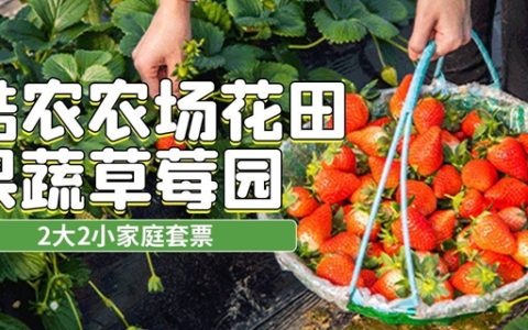 【宝安沙井·采摘】39.8元抢88元『酷农农场花田果蔬草莓园』2大2小家庭套票：2大2小入场门票+草莓一斤（平日赠送1斤圣女果或蔬菜）+喂养小兔