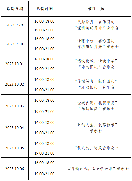 欢度中秋国庆，深圳公园最全活动攻略来了！