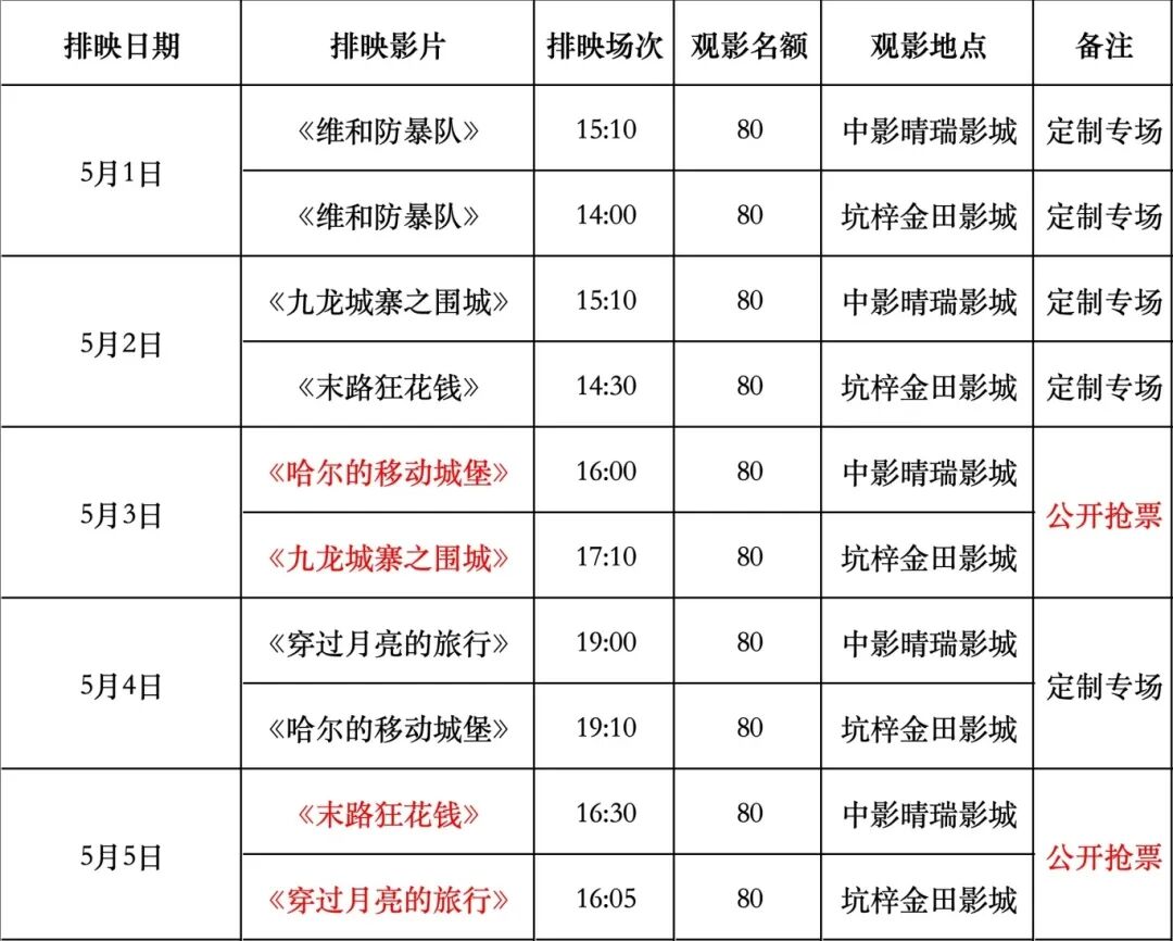 “五一”免费看，“影约坪山”公益观影邀您来！